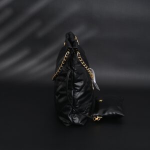 Chanel 19 Flap Bag – Black Quilted Lambskin with Gold & Ruthenium Hardware - Image 4