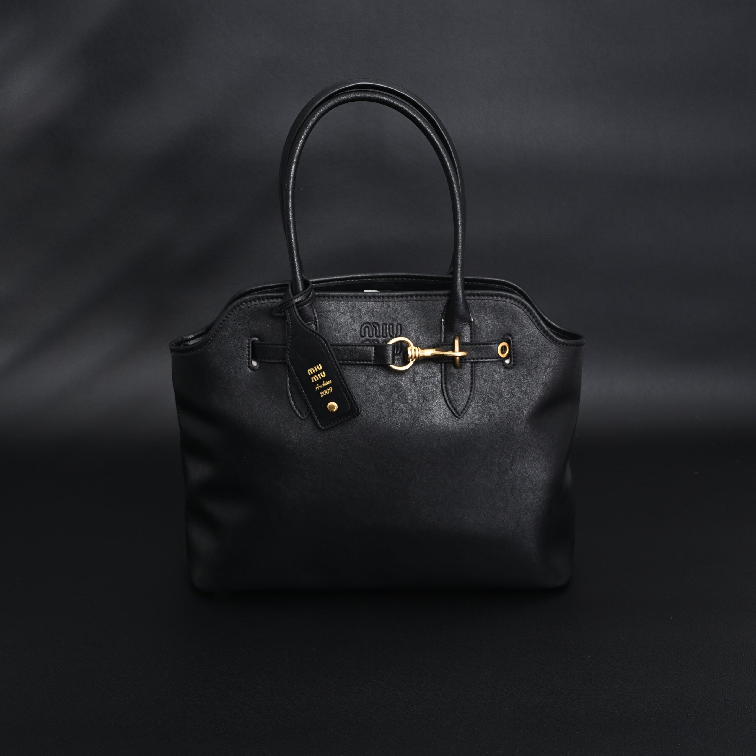 Miu Miu Leather Tote Bag – Classic Black - Image 1