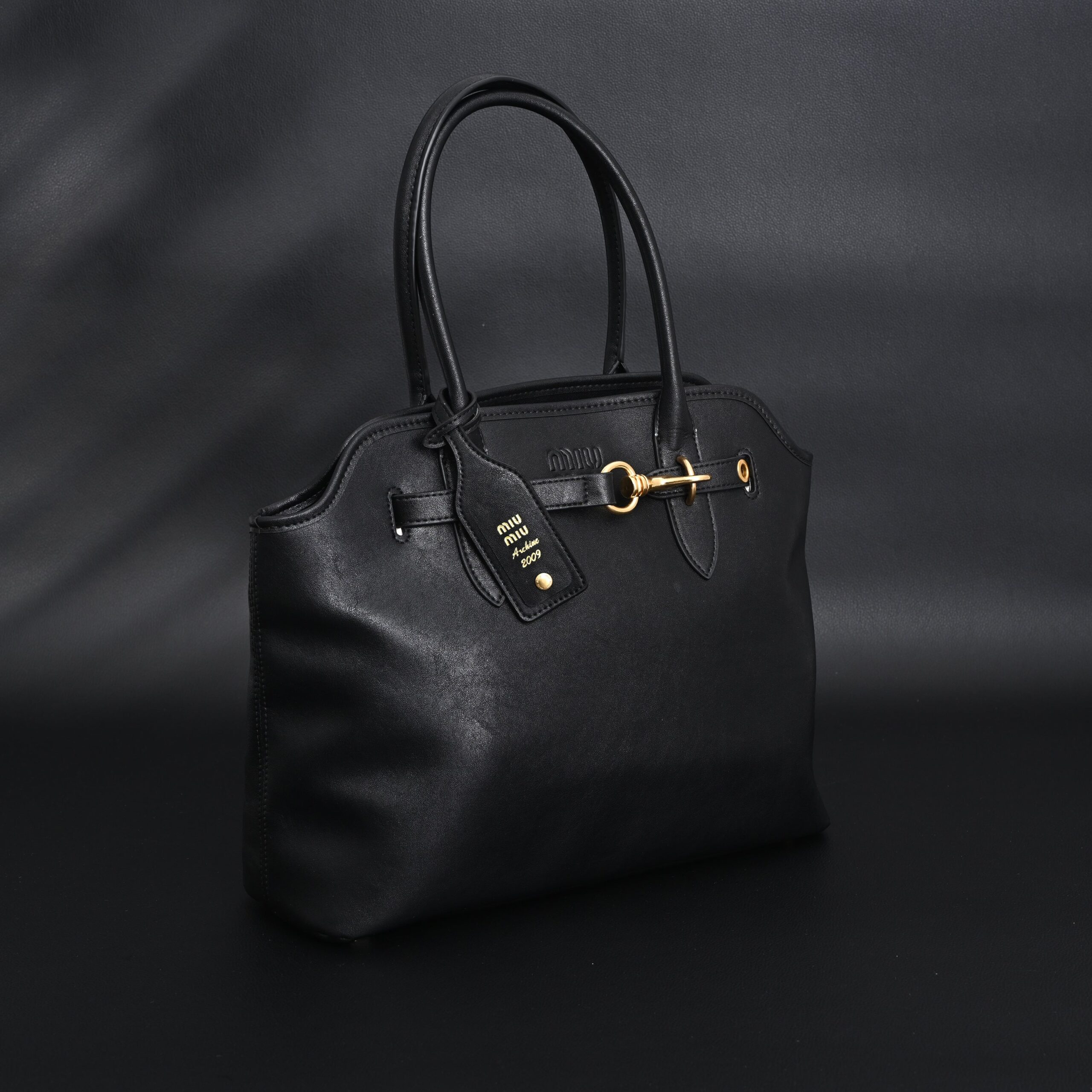 Miu Miu Leather Tote Bag – Classic Black - Image 2