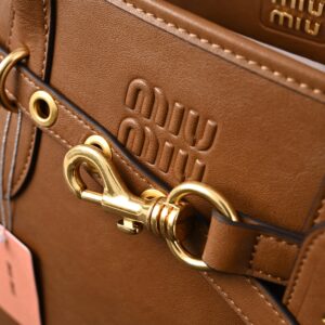 Miu Miu Leather Tote Bag – Elegant Caramel Brown - Image 5