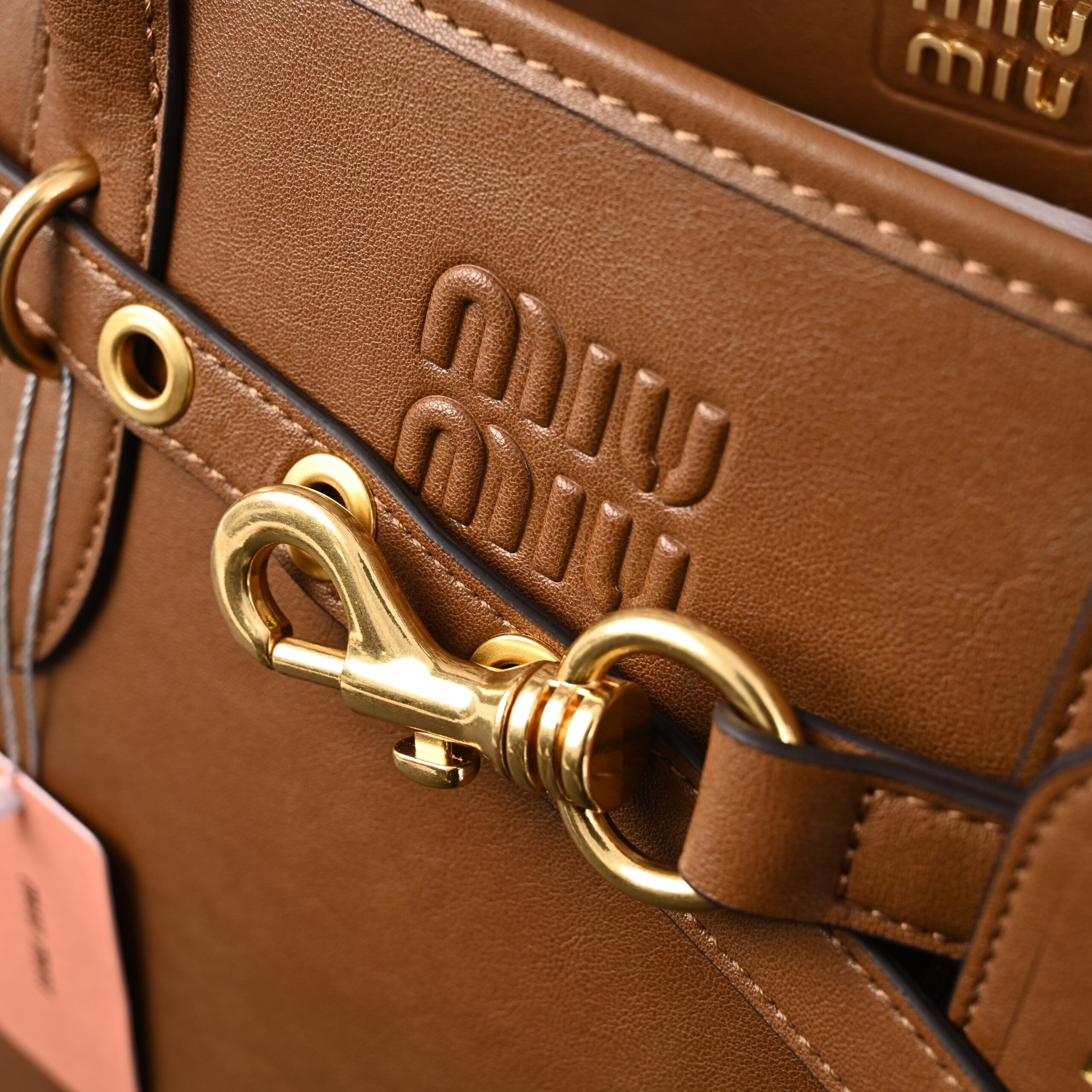 Miu Miu Leather Tote Bag – Elegant Caramel Brown - Image 5