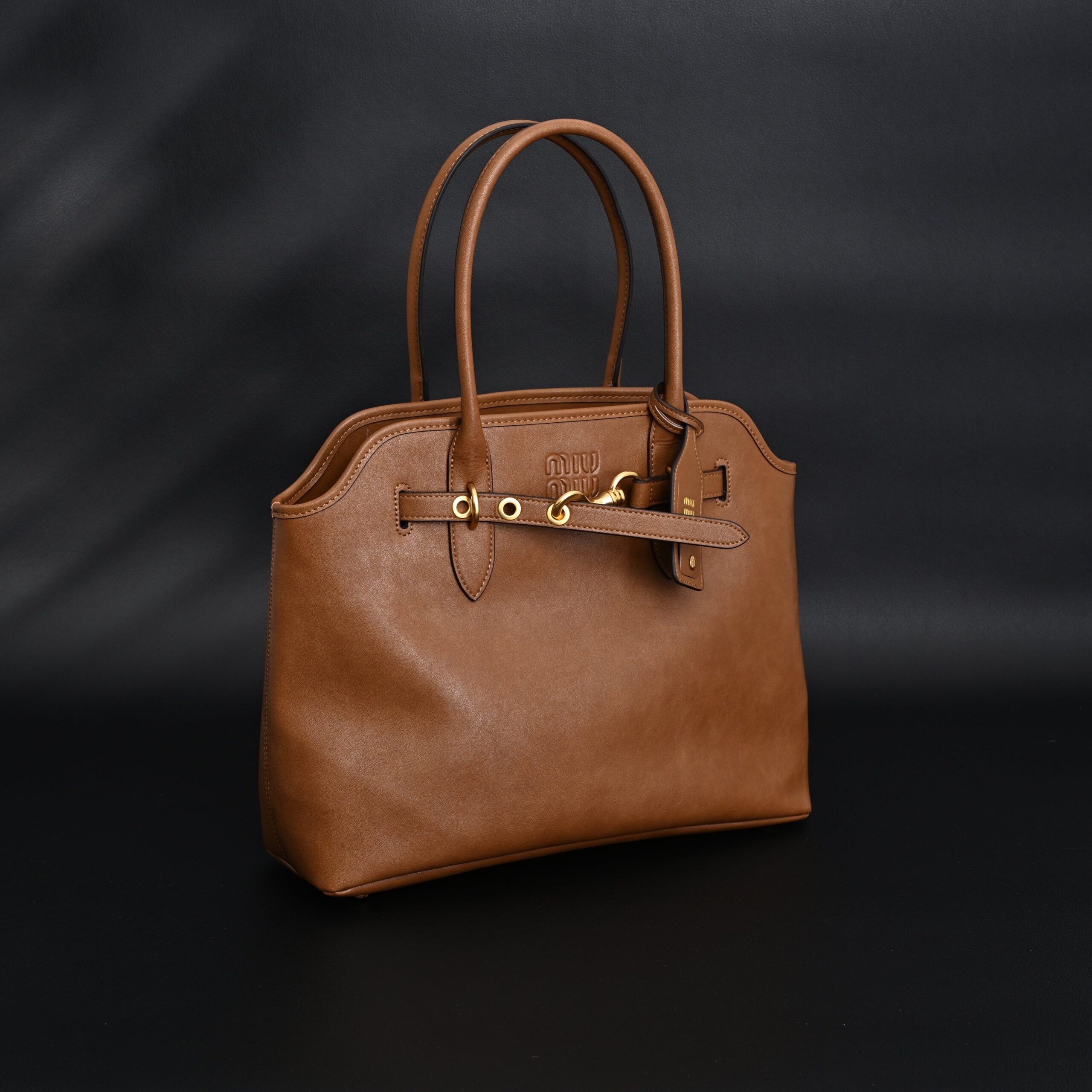 Miu Miu Leather Tote Bag – Elegant Caramel Brown - Image 13
