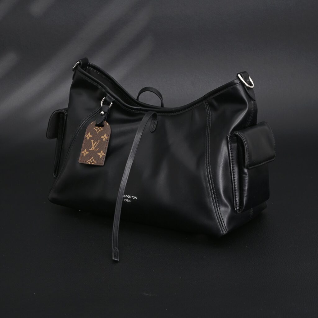 Louis Vuitton Montaigne Black Mahina Leather Shoulder Bag