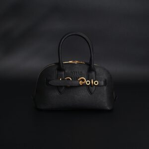 Miu Miu Black Leather Satchel Bag – Medium Structured Tote - Image 2