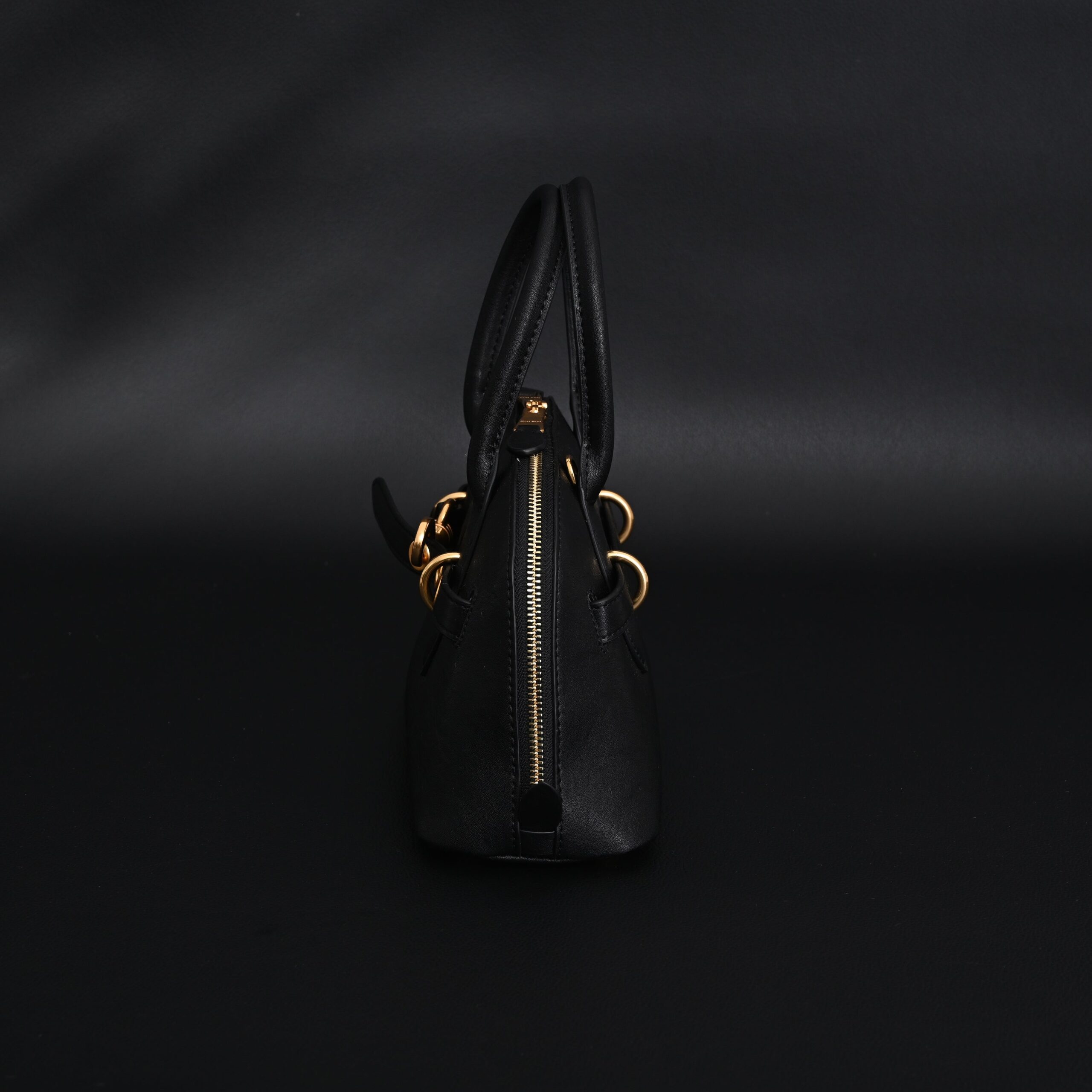Miu Miu Black Leather Satchel Bag – Medium Structured Tote - Image 6