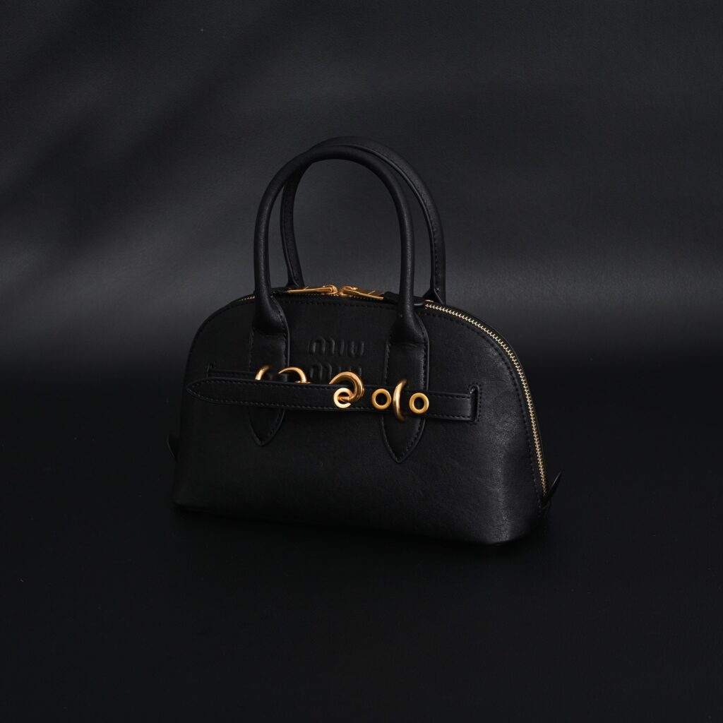 Miu Miu Black Leather Satchel Bag – Medium Structured Tote