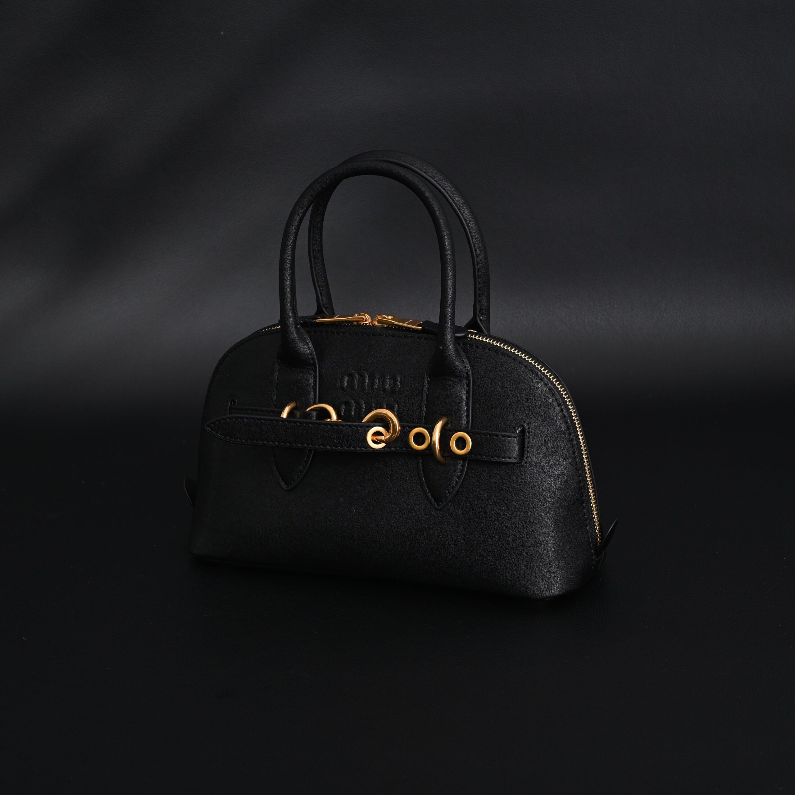 Miu Miu Black Leather Satchel Bag – Medium Structured Tote - Image 7