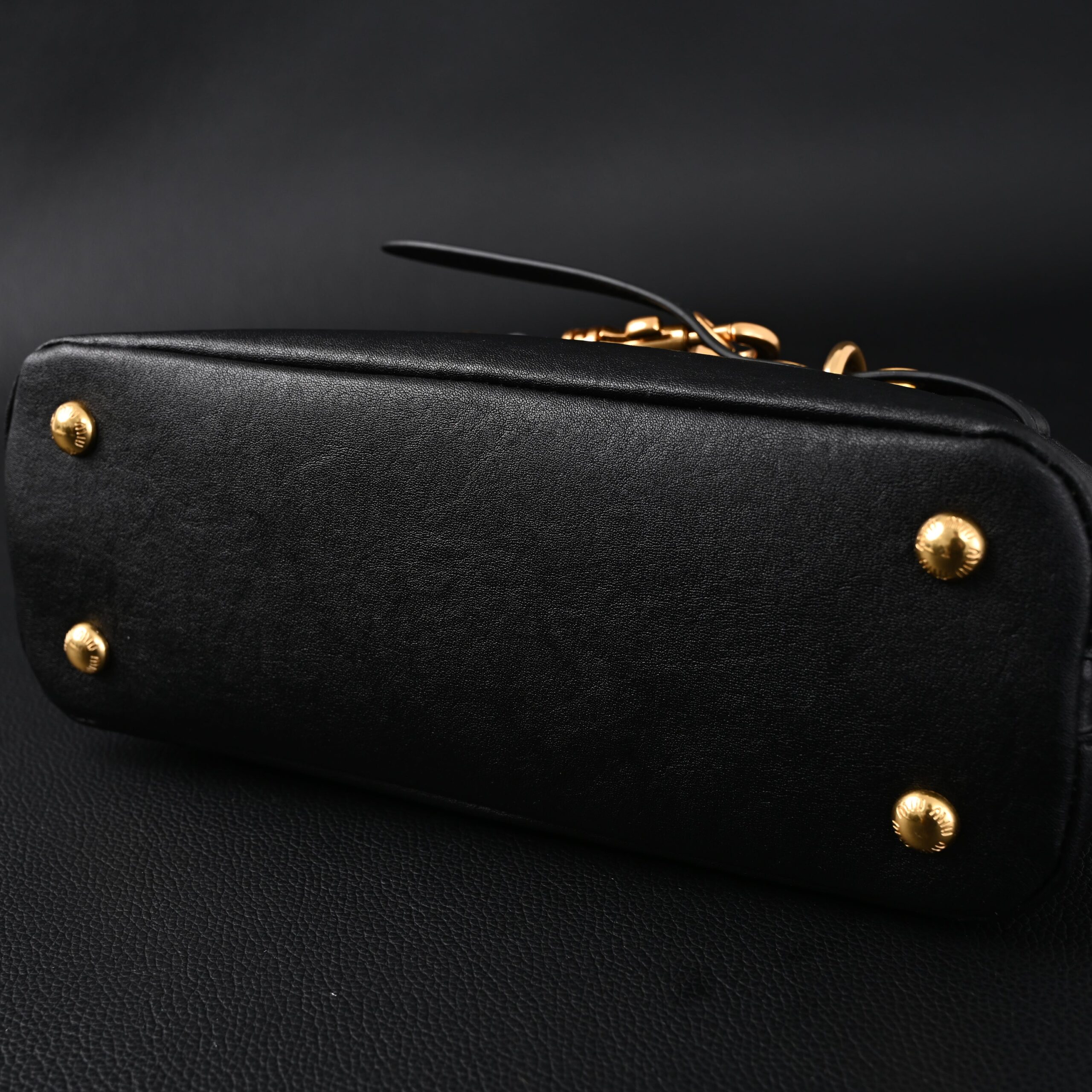 Miu Miu Black Leather Satchel Bag – Medium Structured Tote - Image 8