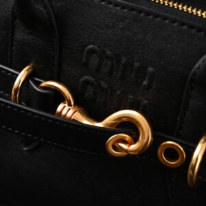 Miu Miu Black Leather Satchel Bag – Medium Structured Tote - Image 10