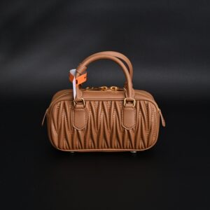 Miu Miu Matelassé Leather Top Handle Bag – Caramel Brown - Image 5