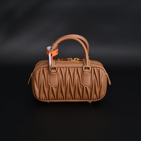 Miu Miu Matelassé Leather Top Handle Bag – Caramel Brown