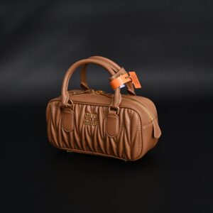 Miu Miu Matelassé Leather Top Handle Bag – Caramel Brown - Image 7