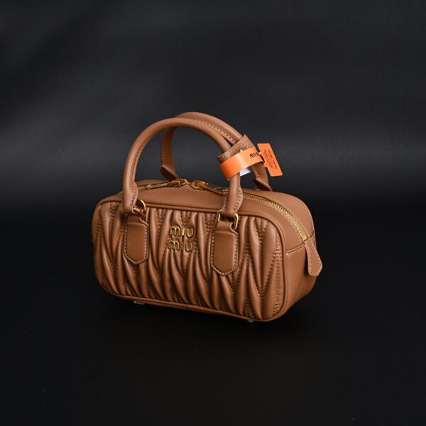 Miu Miu Matelassé Leather Top Handle Bag – Caramel Brown