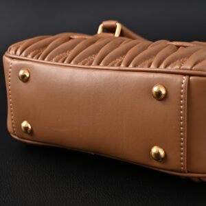 Miu Miu Matelassé Leather Top Handle Bag – Caramel Brown - Image 8