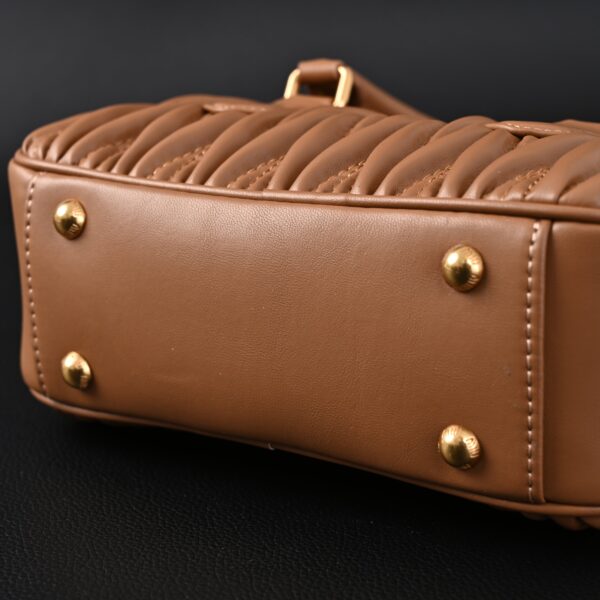 Miu Miu Matelassé Leather Top Handle Bag – Caramel Brown