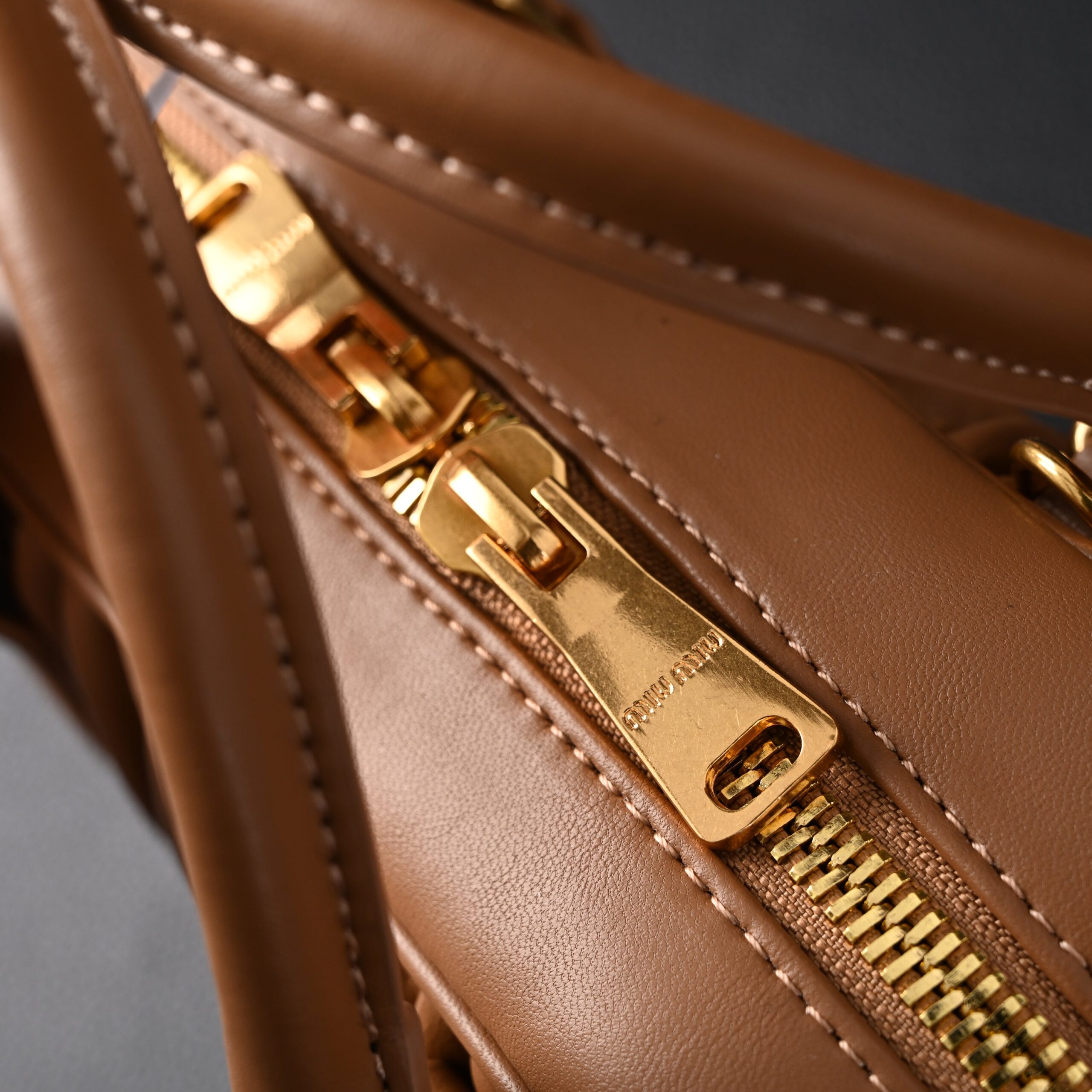 Miu Miu Matelassé Leather Top Handle Bag – Caramel Brown - Image 10