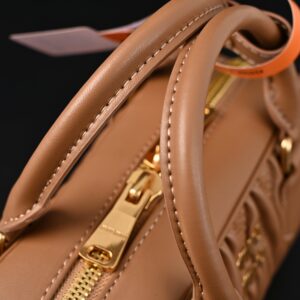 Miu Miu Matelassé Leather Top Handle Bag – Caramel Brown - Image 11