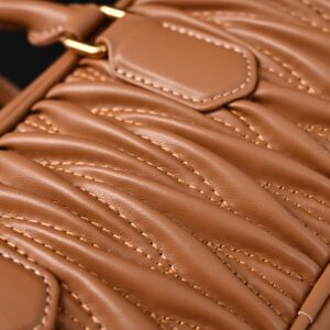 Miu Miu Matelassé Leather Top Handle Bag – Caramel Brown - Image 12