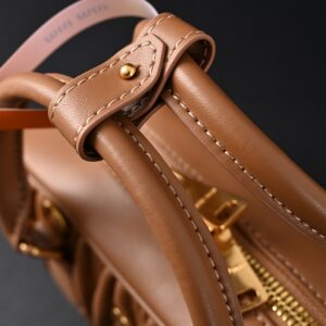 Miu Miu Matelassé Leather Top Handle Bag – Caramel Brown - Image 14