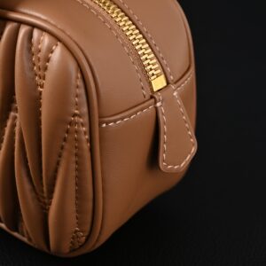 Miu Miu Matelassé Leather Top Handle Bag – Caramel Brown - Image 15