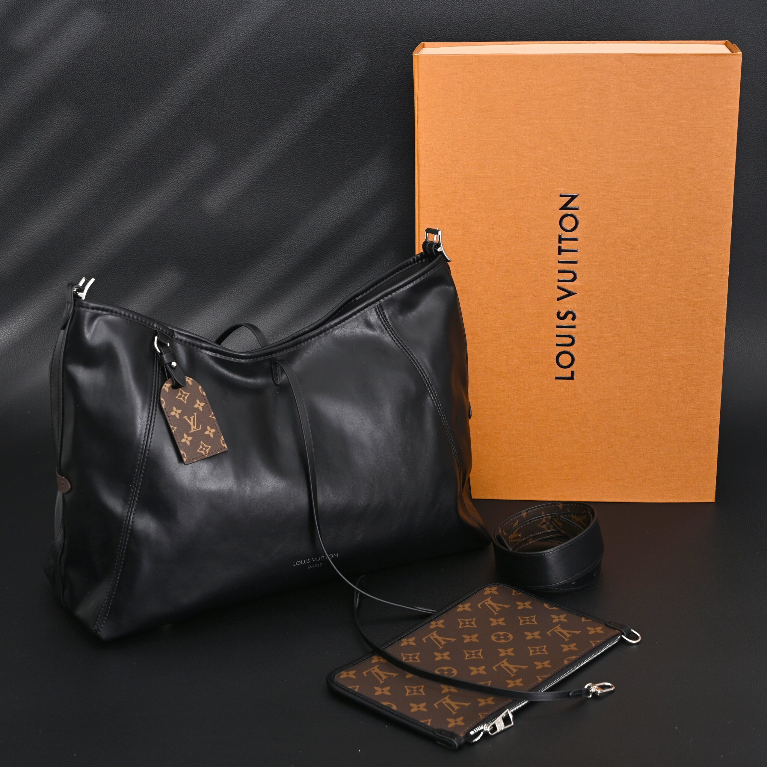 Louis Vuitton Black Mahina Leather Hobo Shoulder Bag - Image 1