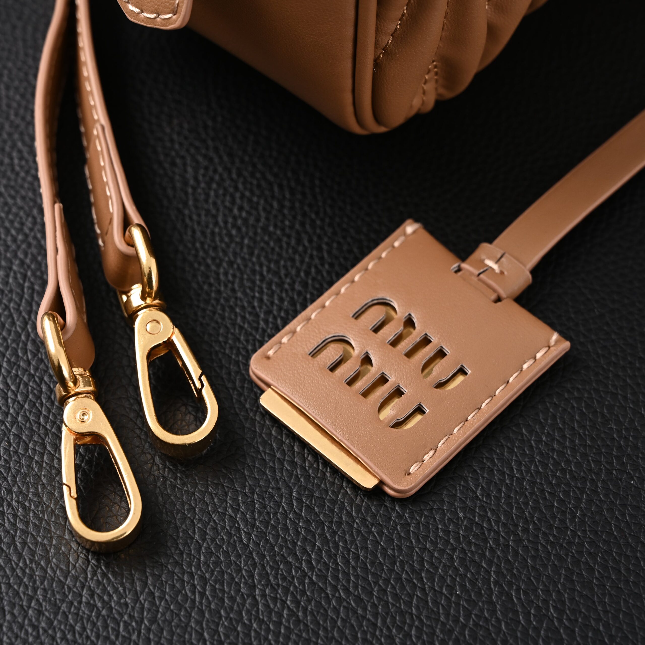 Miu Miu Matelassé Leather Top Handle Bag – Caramel Brown - Image 18