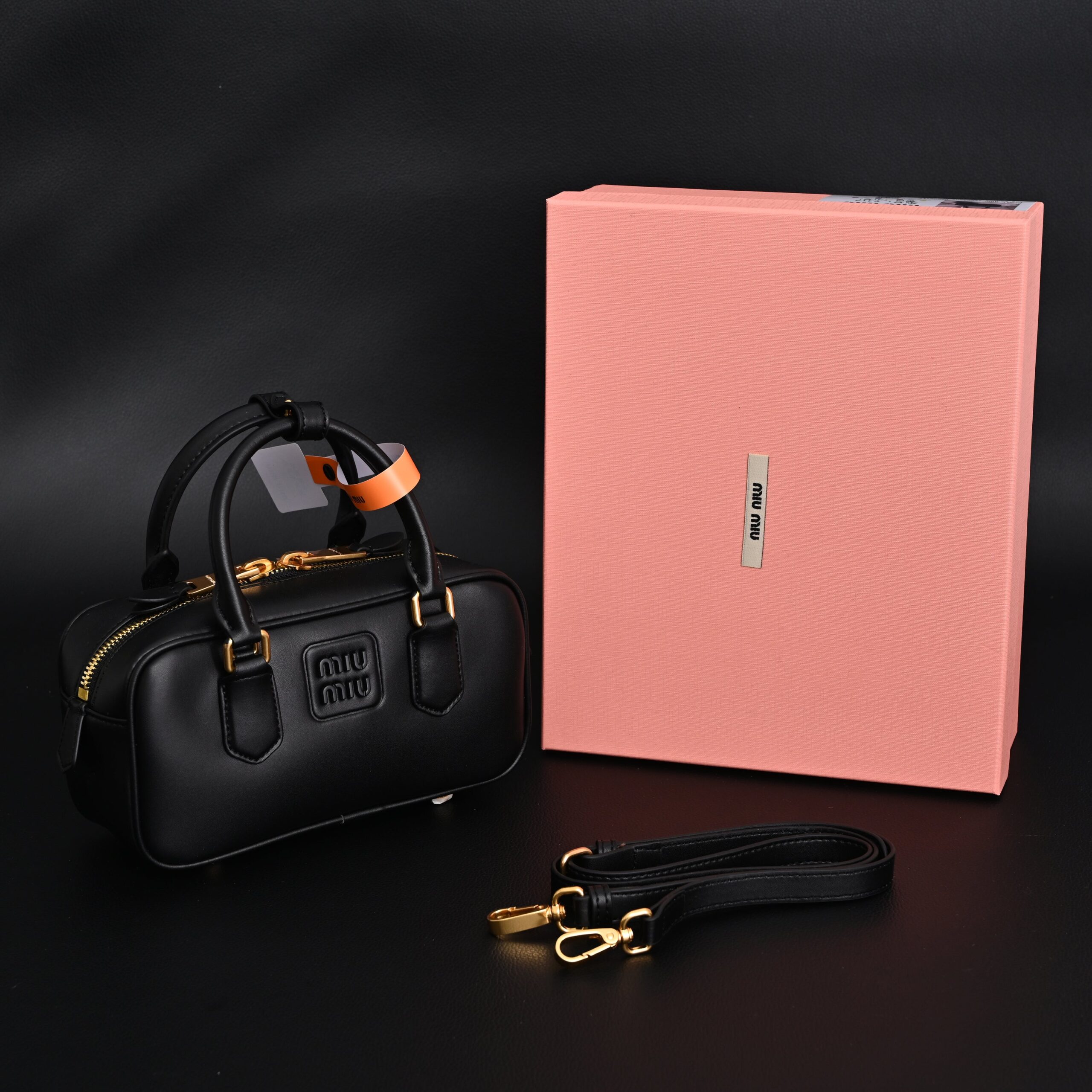 Miu Miu Leather Top Handle Satchel – Classic Black - Image 1
