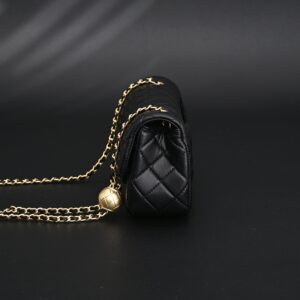 Chanel Classic Flap Mini Bag – Black Quilted Lambskin with Gold-Tone Hardware - Image 6