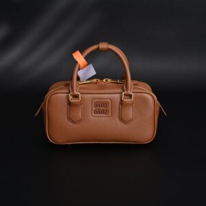Miu Miu Leather Top Handle Satchel – Caramel Brown - Image 2