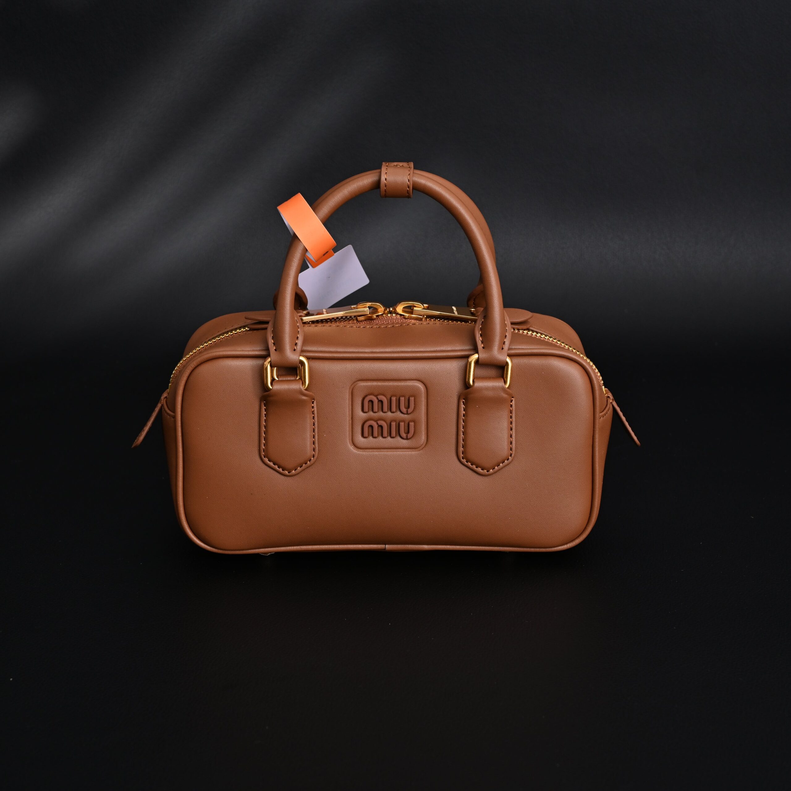 Miu Miu Leather Top Handle Satchel – Caramel Brown - Image 2
