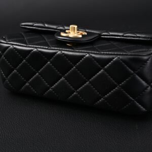 Chanel Classic Flap Mini Bag – Black Quilted Lambskin with Gold-Tone Hardware - Image 8