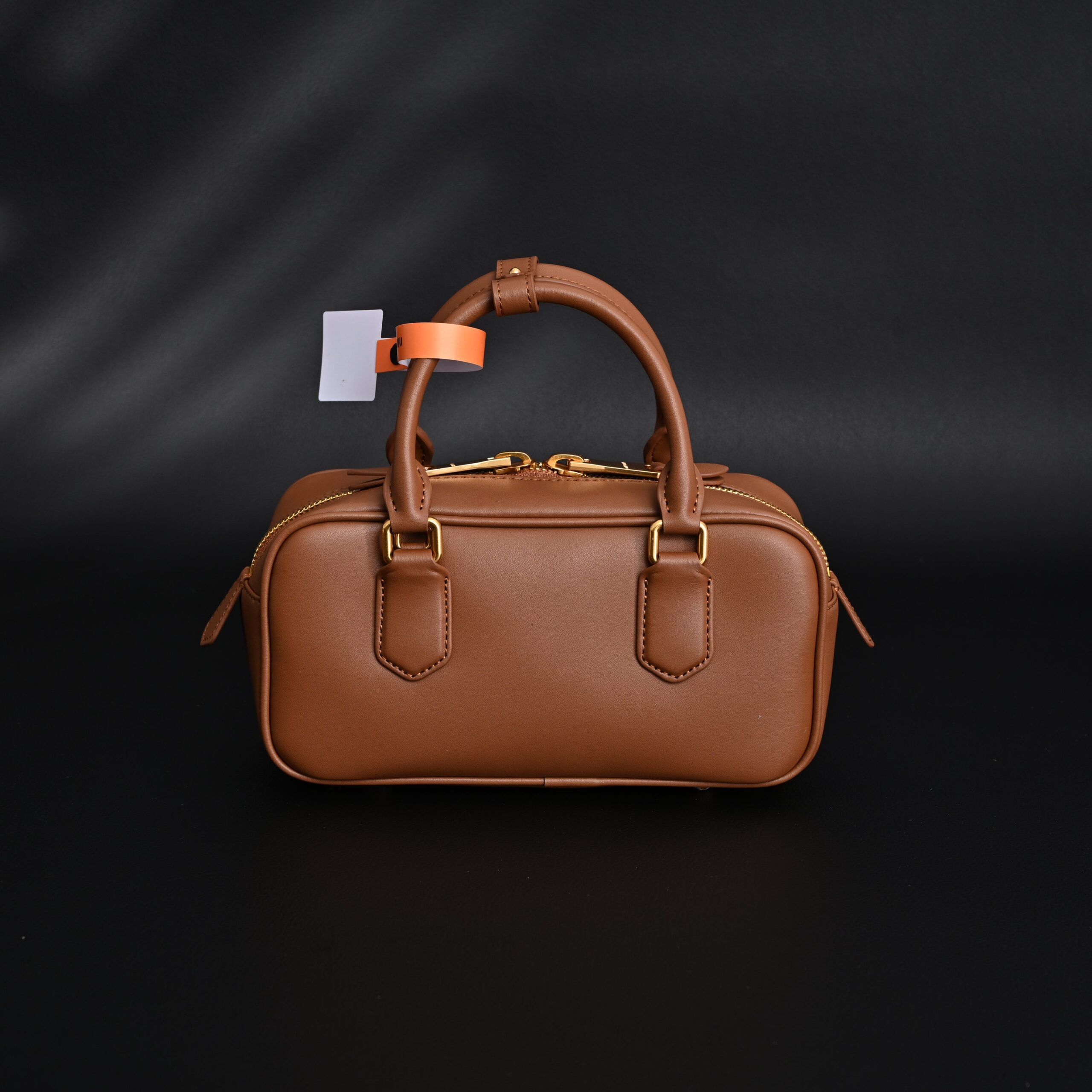 Miu Miu Leather Top Handle Satchel – Caramel Brown - Image 5