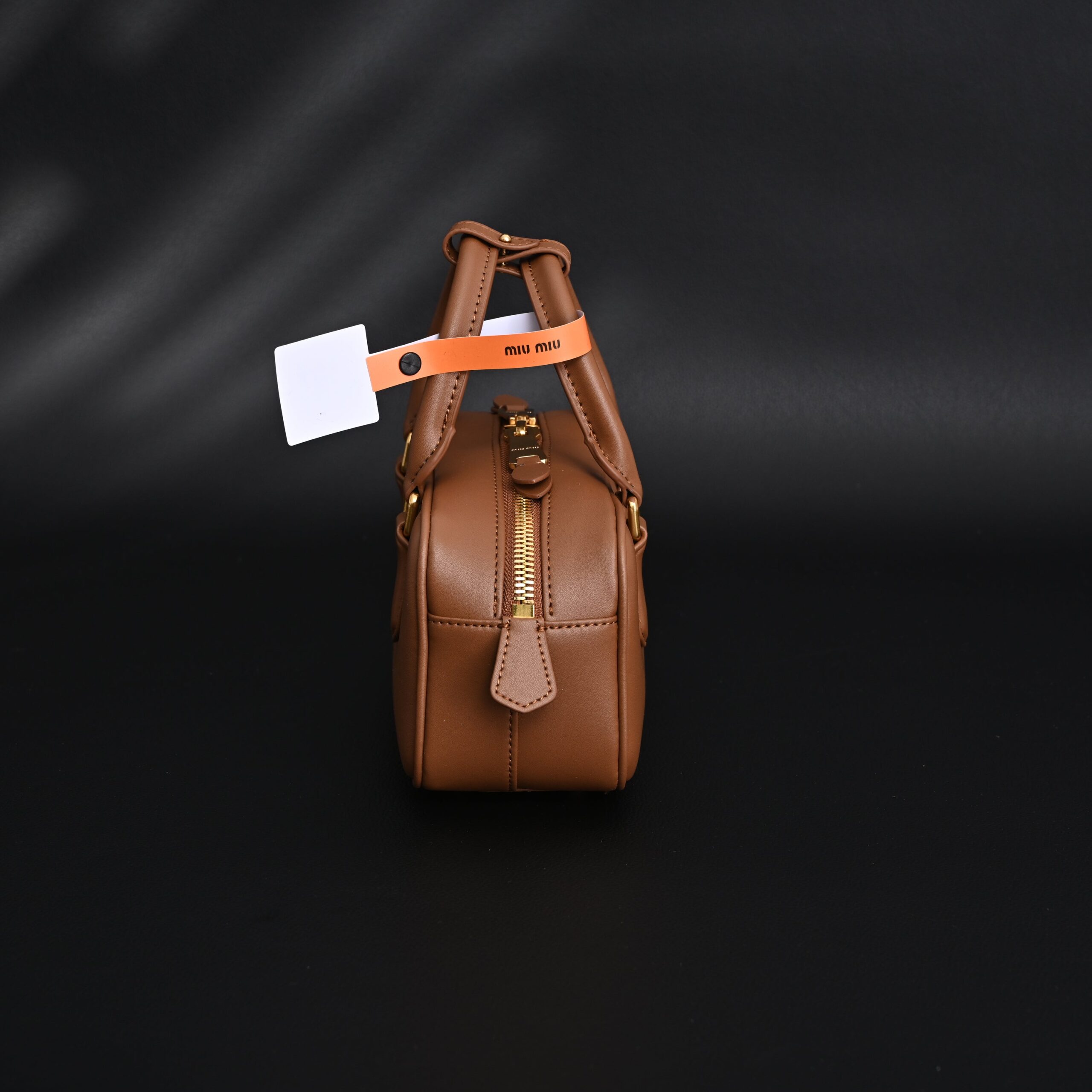 Miu Miu Leather Top Handle Satchel – Caramel Brown - Image 6