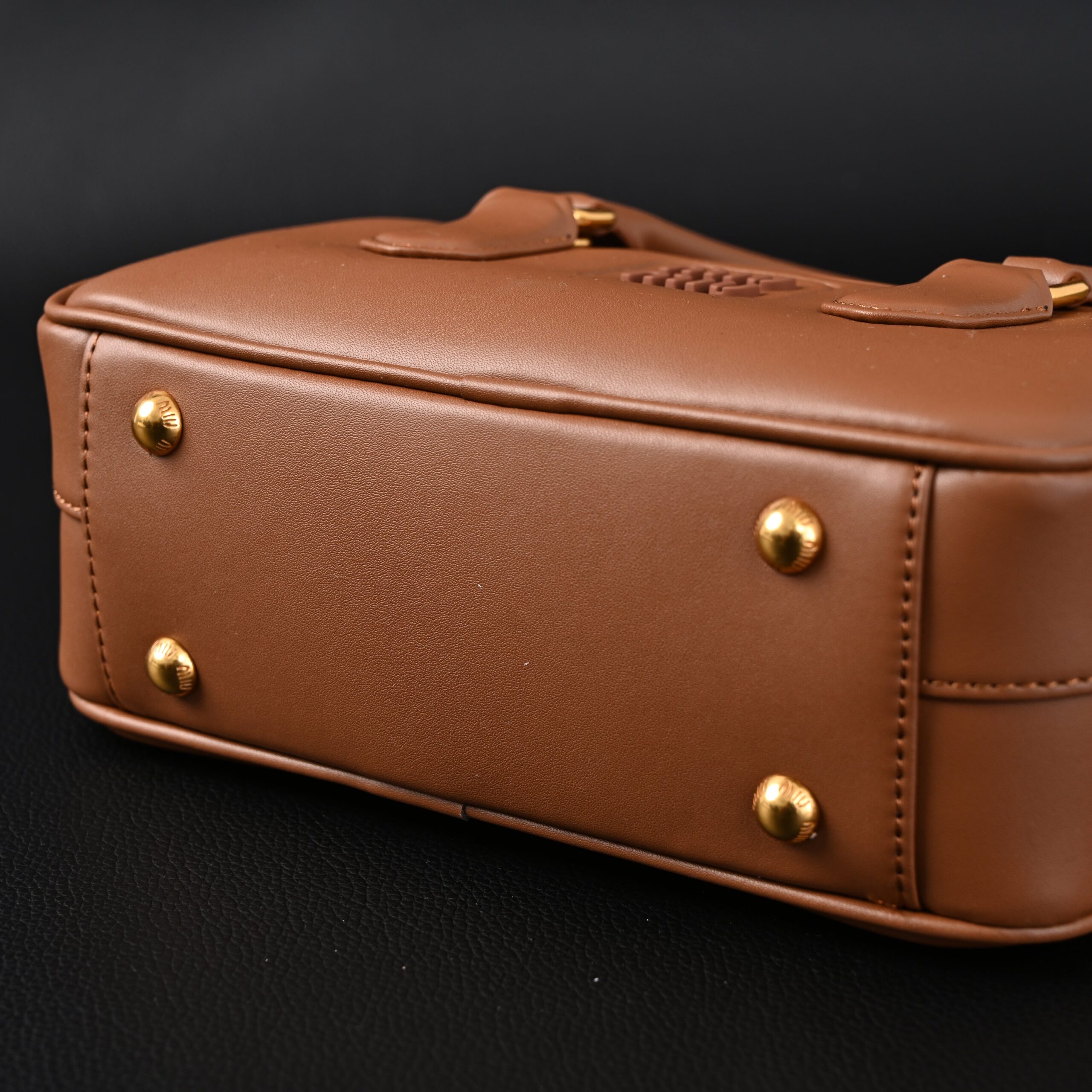 Miu Miu Leather Top Handle Satchel – Caramel Brown - Image 8