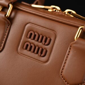 Miu Miu Leather Top Handle Satchel – Caramel Brown - Image 9