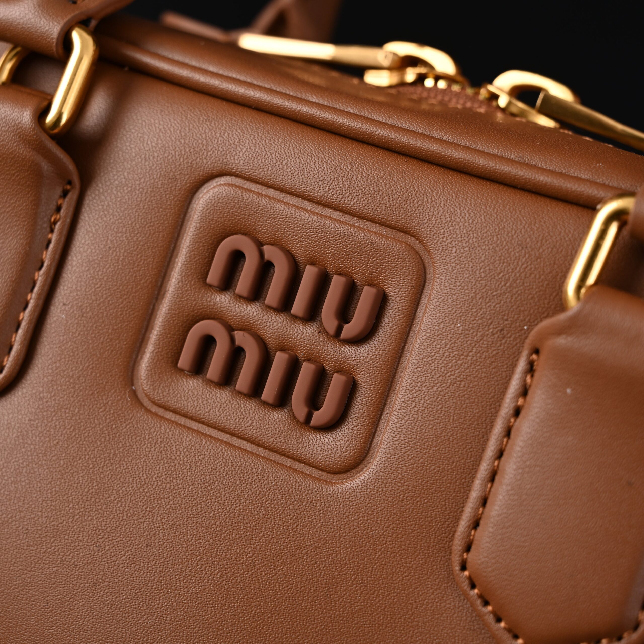 Miu Miu Leather Top Handle Satchel – Caramel Brown - Image 9