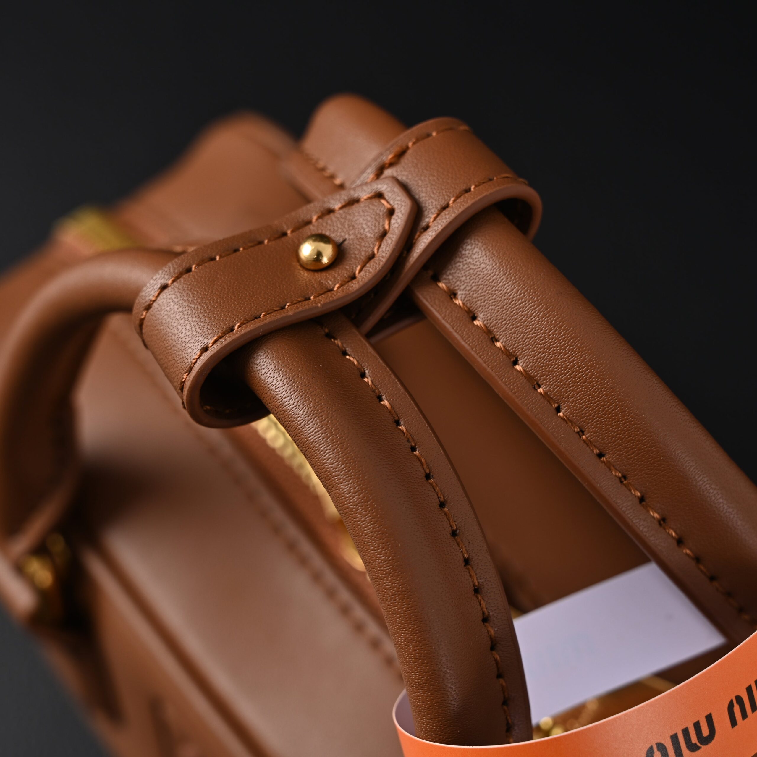 Miu Miu Leather Top Handle Satchel – Caramel Brown - Image 11
