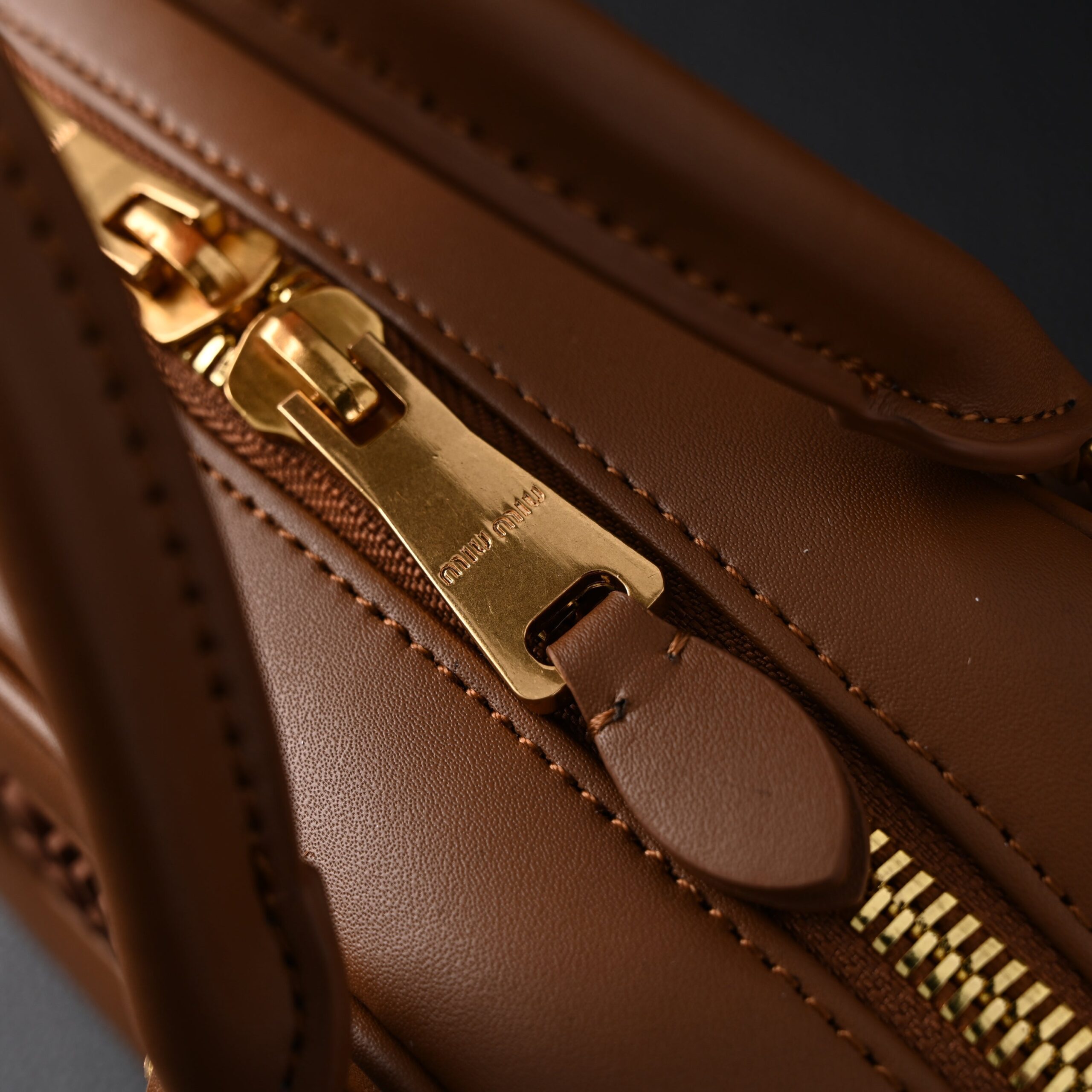 Miu Miu Leather Top Handle Satchel – Caramel Brown - Image 12