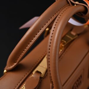 Miu Miu Leather Top Handle Satchel – Caramel Brown - Image 13
