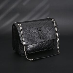 Saint Laurent Niki Medium Black Crinkled Leather Shoulder Bag - Image 2