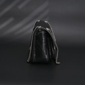 Saint Laurent Niki Medium Black Crinkled Leather Shoulder Bag - Image 4