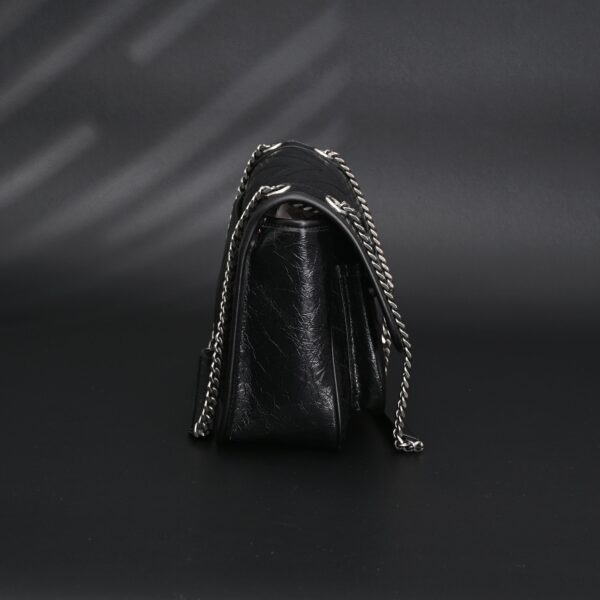 Saint Laurent Niki Medium Black Crinkled Leather Shoulder Bag