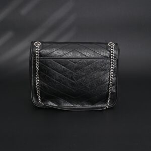 Saint Laurent Niki Medium Black Crinkled Leather Shoulder Bag - Image 5