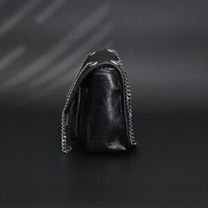Saint Laurent Niki Medium Black Crinkled Leather Shoulder Bag - Image 6
