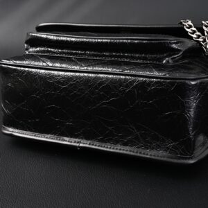 Saint Laurent Niki Medium Black Crinkled Leather Shoulder Bag - Image 8