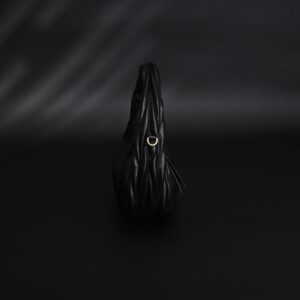 Miu Miu Matelassé Leather Hobo Bag – Black with Gold Hardware - Image 4