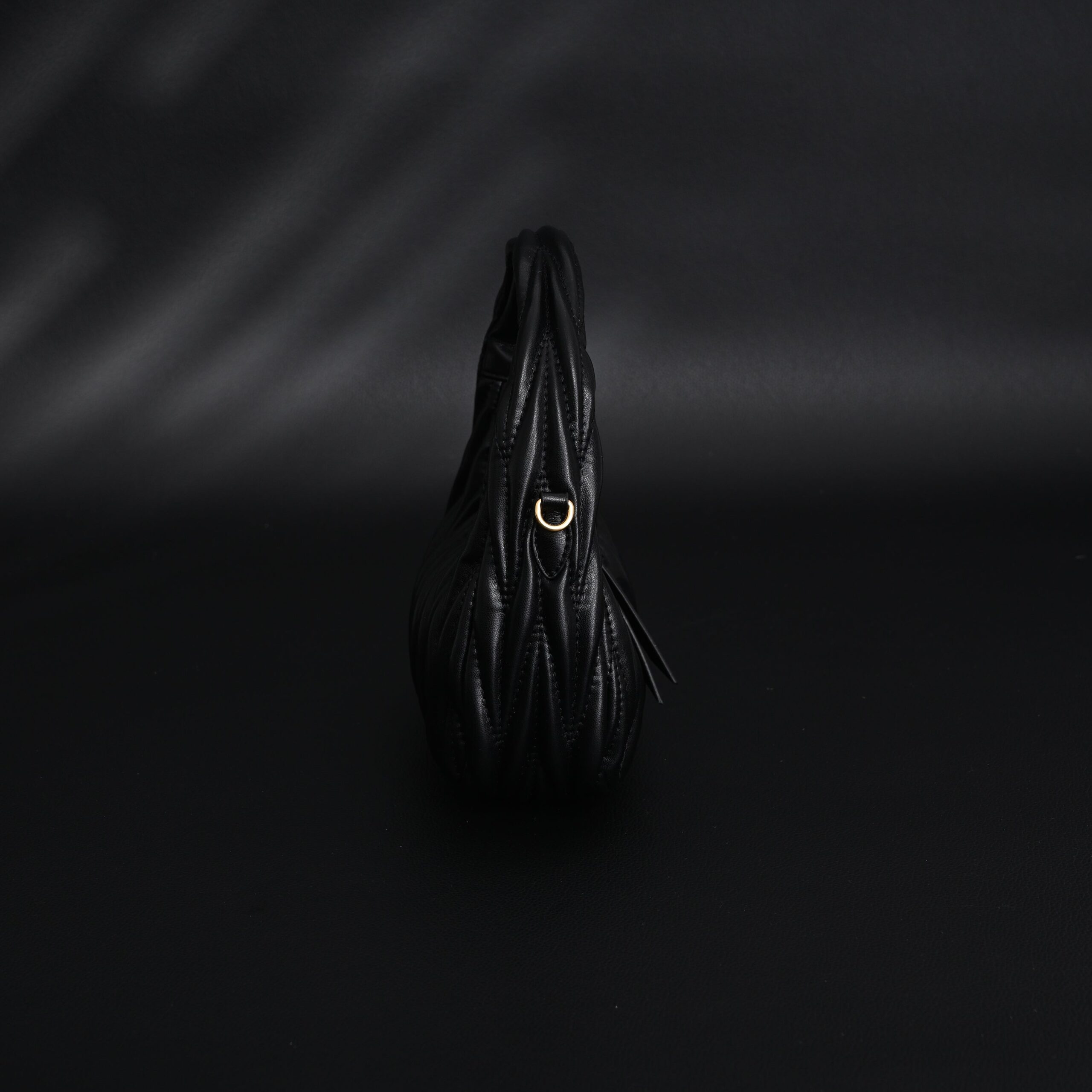 Miu Miu Matelassé Leather Hobo Bag – Black with Gold Hardware - Image 4