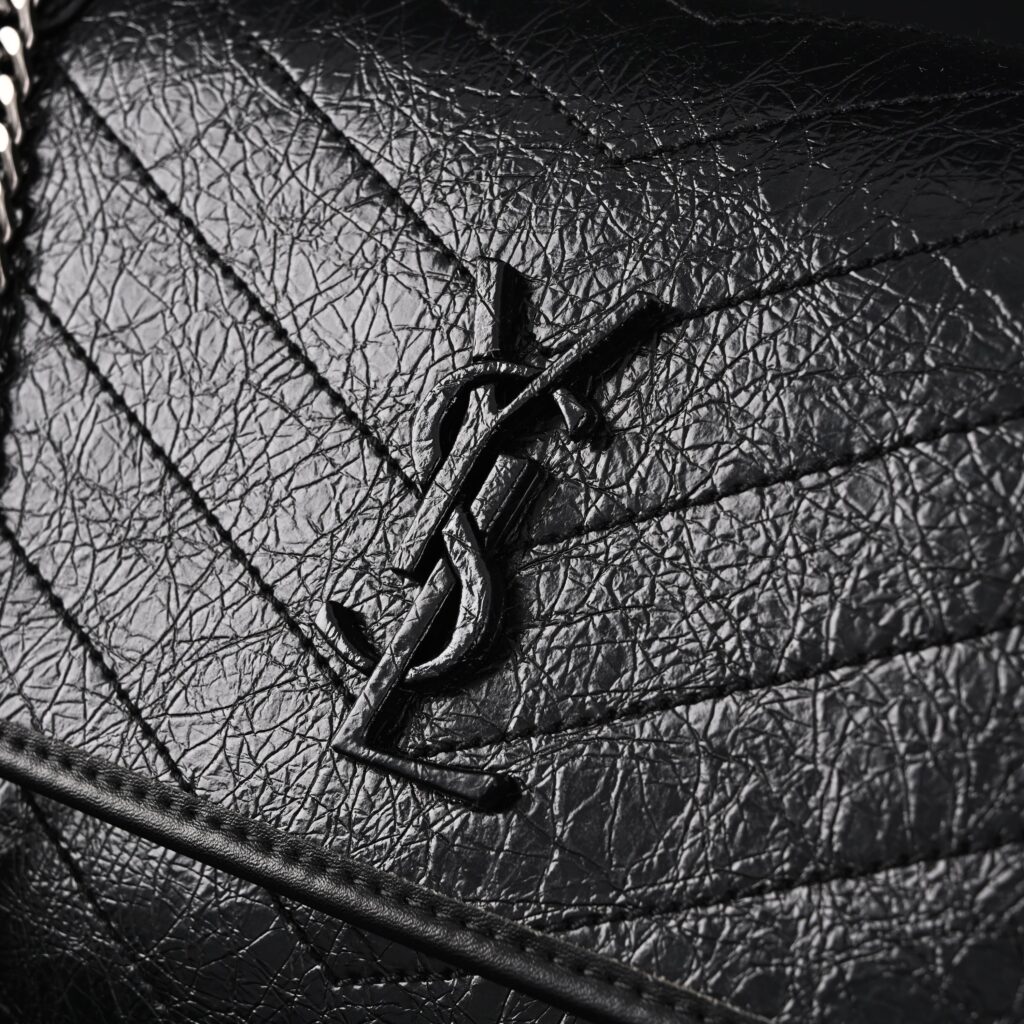 Saint Laurent Niki Medium Black Crinkled Leather Shoulder Bag