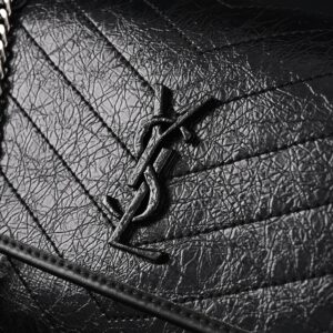 Saint Laurent Niki Medium Black Crinkled Leather Shoulder Bag - Image 9