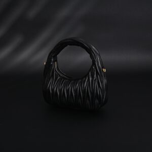 Miu Miu Matelassé Leather Hobo Bag – Black with Gold Hardware - Image 5